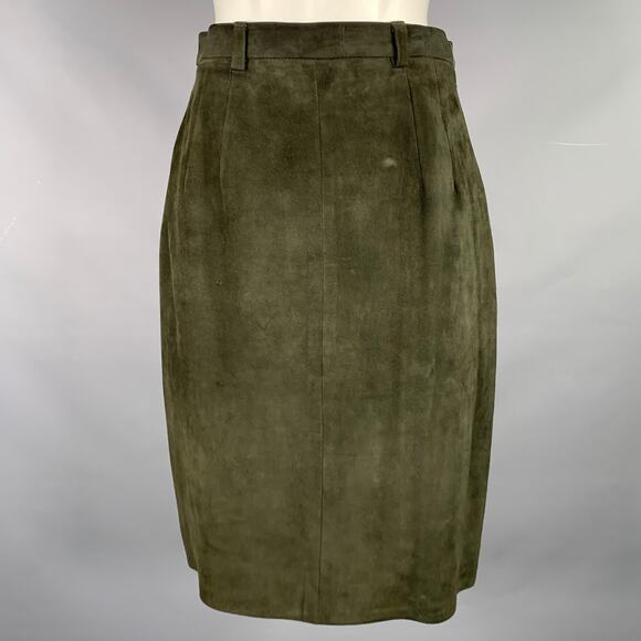 RALPH LAUREN Size 8 Green Suede Pencil Below Knee Skirt - Picture 1 of 6